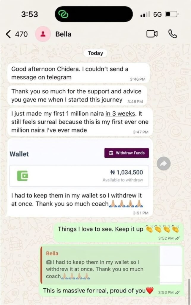 Student testimonial showing results after learning Facebook Ads